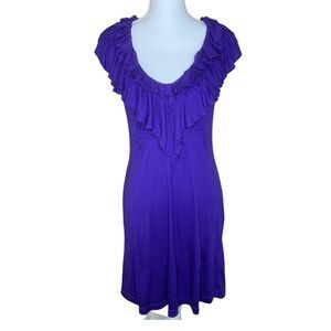 BCBG MaxAzria Persian blue ruffle neck dress -XS